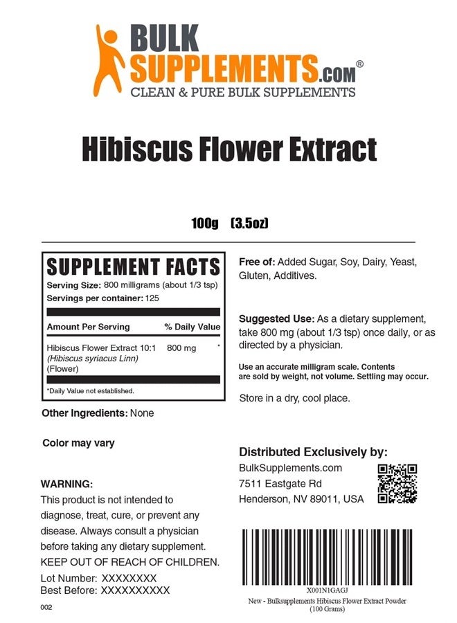 BulkSupplements .com Hibiscus Flower Extract Powder - Hibiscus Powder for Hair Growth - Hibiscus Supplement - Hibiscus Extract - Ayurvedic Powders For Hair Growth (100 Grams - 3.5 oz) - Image 2