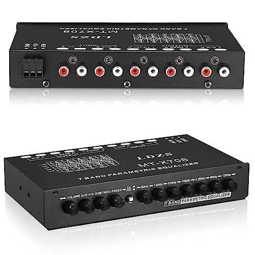 Facmogu 7-Band Car Audio Equalizer, Adjustable 7 Bands EQ Car Amplifier Graphic Equalizer with CD/AUX Input Select Switch, Front/Rear + Sub Output, for Boat RV RTV Motorcycle Car Stereo Tone Control - Image 2