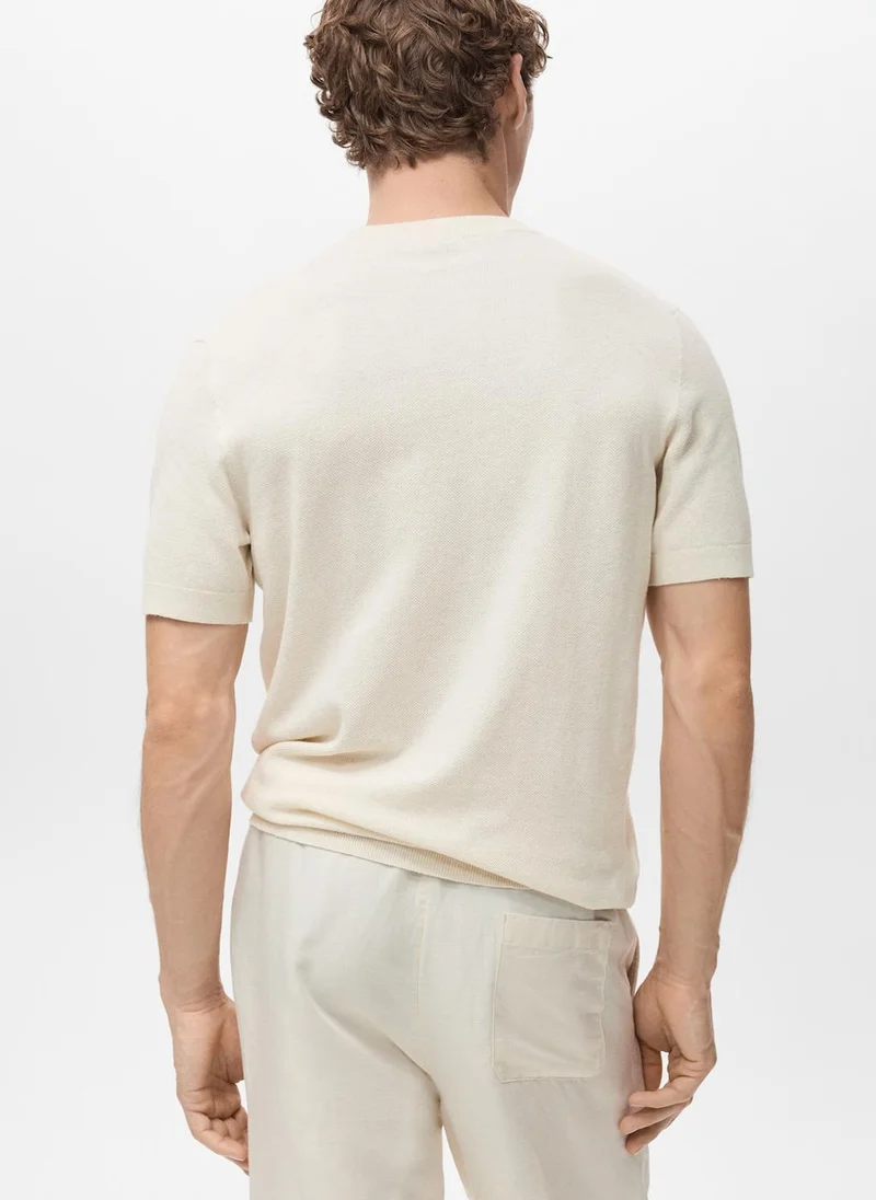 مانجو مان Cotton Fine-Knit T-Shirt