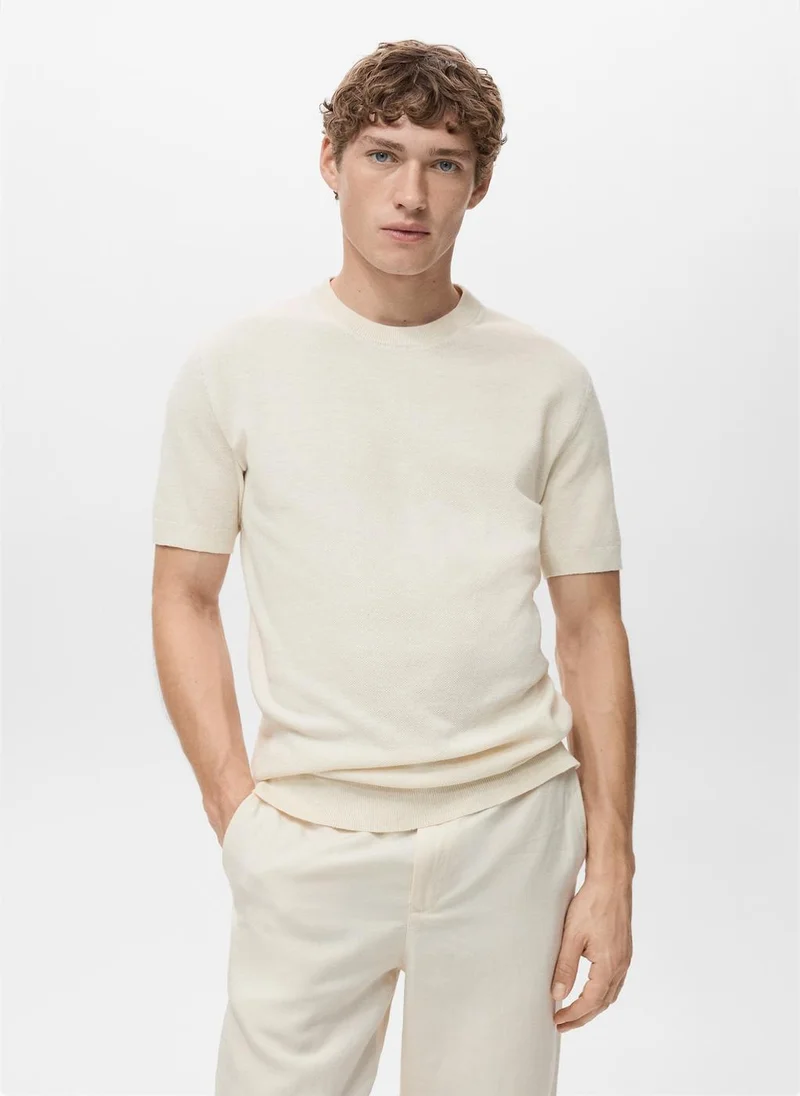 مانجو مان Cotton Fine-Knit T-Shirt