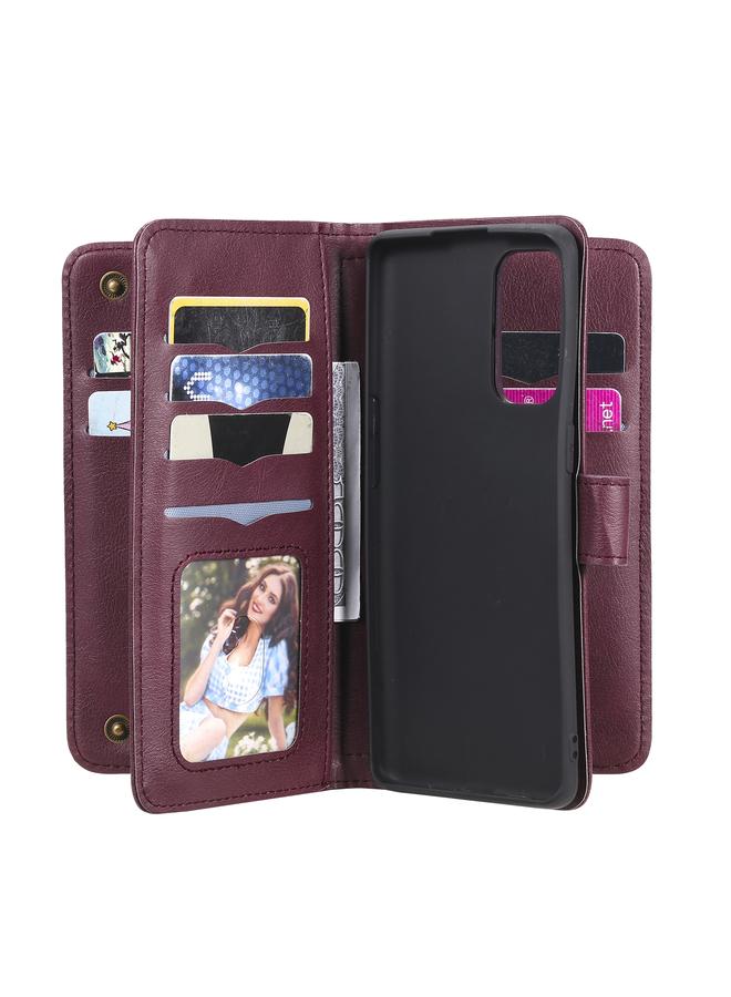 S-TOP Case For OPPO Reno5 Pro 5G Multifunctional Magnetic Copper Buckle Horizontal Flip Solid Color Leather Case with 10 Card Slots & Wallet & Holder & Photo Frame - Image 5