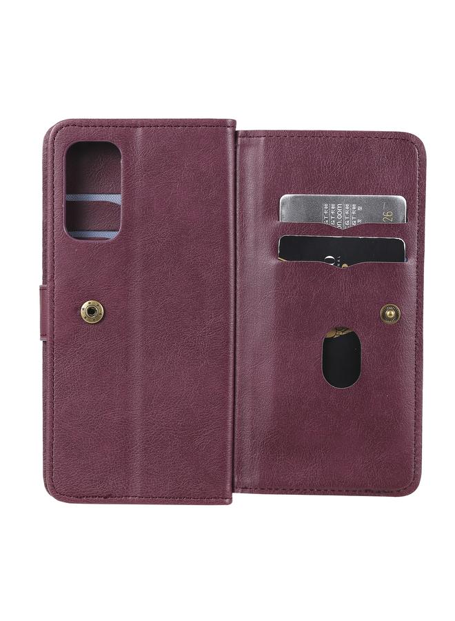 S-TOP Case For OPPO Reno5 Pro 5G Multifunctional Magnetic Copper Buckle Horizontal Flip Solid Color Leather Case with 10 Card Slots & Wallet & Holder & Photo Frame - Image 4