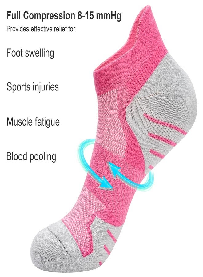 PAPLUS 6 Pairs Ankle Compression Socks for Women, Cushioned Running Socks with Arch Support, Low Cut, Targeted Compression - Image 3