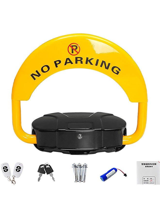 Sandinrayli Automatic Parking Space Lock Remote Control,Yellow Parking Barrier Waterproof,Private Car Parking Latch Space Lock,with Reflective Stripe,for Residential Areas, Shopping Centers, Hotels  - Image 1