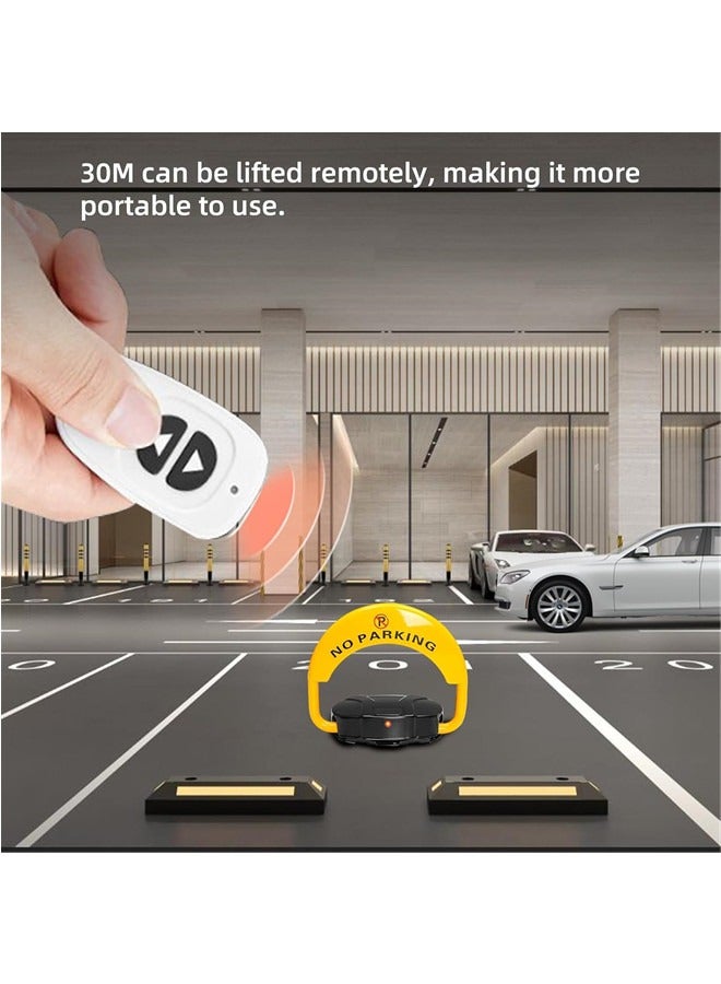 Sandinrayli Automatic Parking Space Lock Remote Control,Yellow Parking Barrier Waterproof,Private Car Parking Latch Space Lock,with Reflective Stripe,for Residential Areas, Shopping Centers, Hotels  - Image 2