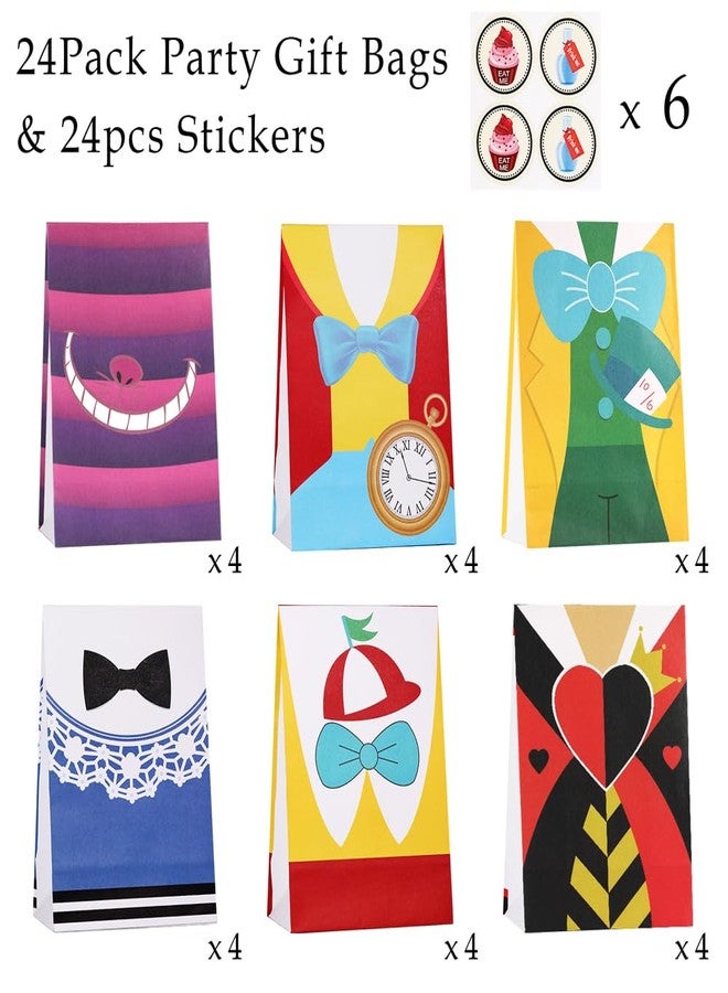Tvorvik Alice in Wonderland Party Gift Bags, 24 Pack Alice in Wonderland Party Favor Bags with Stickers, Alice in Wonderland Party Bag, Alice Party Supplies for Alice in Wonderland Party Decorations - Image 2