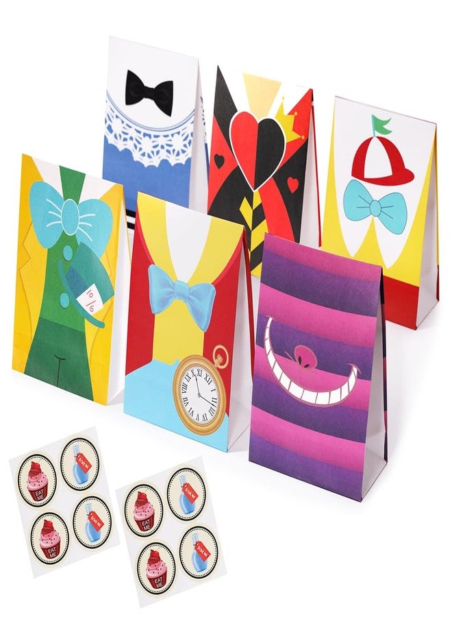 Tvorvik Alice in Wonderland Party Gift Bags, 24 Pack Alice in Wonderland Party Favor Bags with Stickers, Alice in Wonderland Party Bag, Alice Party Supplies for Alice in Wonderland Party Decorations - Image 1