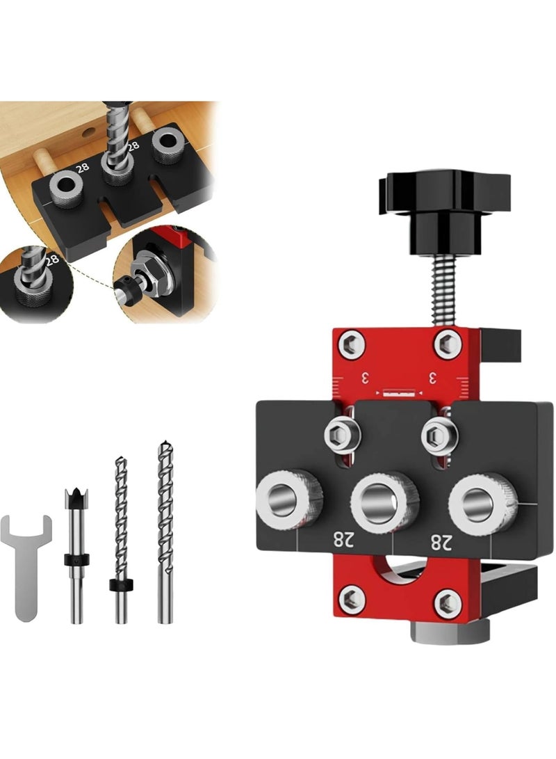 Excefore 3 in 1 Dowel Jig Drill Kit, Portable Carpentry Self Centering Doweling Jig Kit, Woodworking Punch Locator Tool Set, Precise Drilling Locator Puncher with 3 Sizes Drills, Suit for Woodworking - Image 1