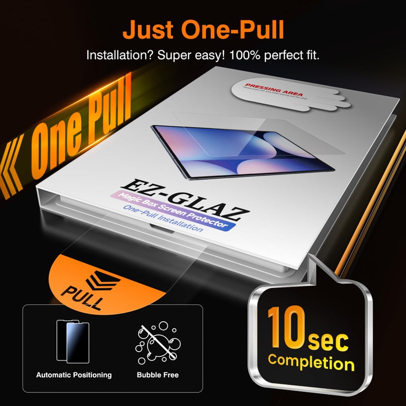 EZ-GLAZ-2 Pack Screen Protector for Samsung Galaxy Tab A11 Plus/ A9 Plus (11 inch), 9H+ Hardness Tempered Glass with Easy Application Tray, Scracth-Resistant, Support Apple Pencil, Case Compatible, HD Clear - Image 2