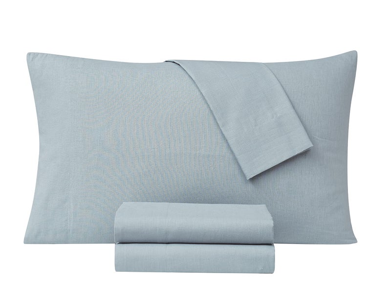 FRYE Cotton Linen Blend Blue 2 Piece Twin Sheet Set - Image 3