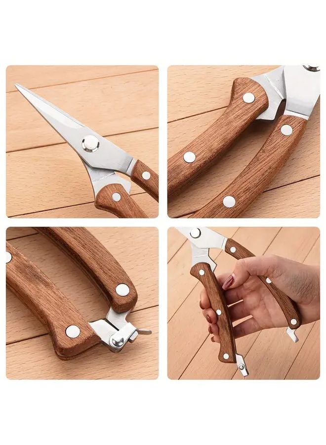 1pc Wooden Handle Fruit Picking Scissors Stainless Steel Non Slip For Gardening Pruning Grafting Ergonomic Garden Tool - Image 2