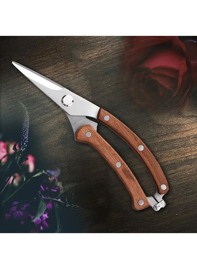 1pc Wooden Handle Fruit Picking Scissors Stainless Steel Non Slip For Gardening Pruning Grafting Ergonomic Garden Tool - Image 4