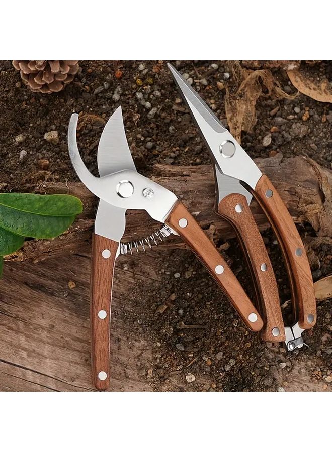 1pc Wooden Handle Fruit Picking Scissors Stainless Steel Non Slip For Gardening Pruning Grafting Ergonomic Garden Tool - Image 5