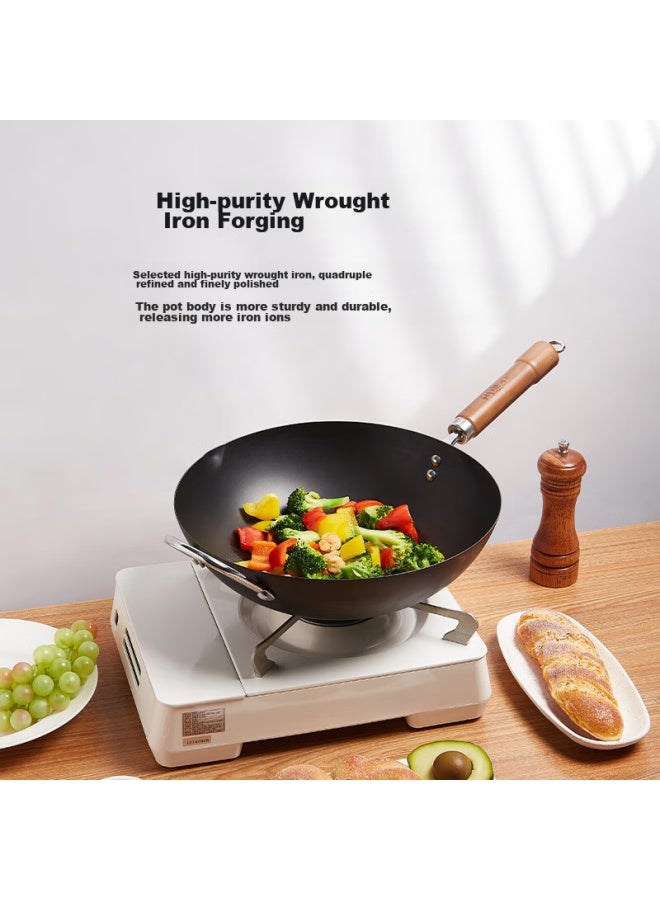 Wang Yuanji Yuanji Cast Iron Wok, Non-coated Non-stick Frying Pan, Suitable For Gas And Induction Stoves, 32cm - Image 1