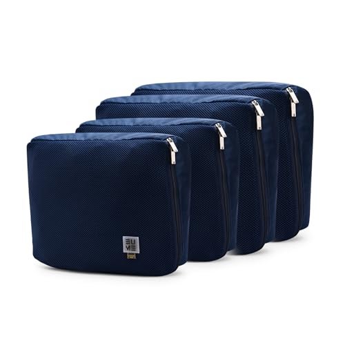 EUME Set of 4 Storage Pods - Travel Organiser Pouch| Durable Fits Into Pocket Cloth Organizer for Storage | Toiletry Bag for Men & Women | Spacious Organiser Bags for Clothes | (2M, 2L) Navy Blue - Image 1