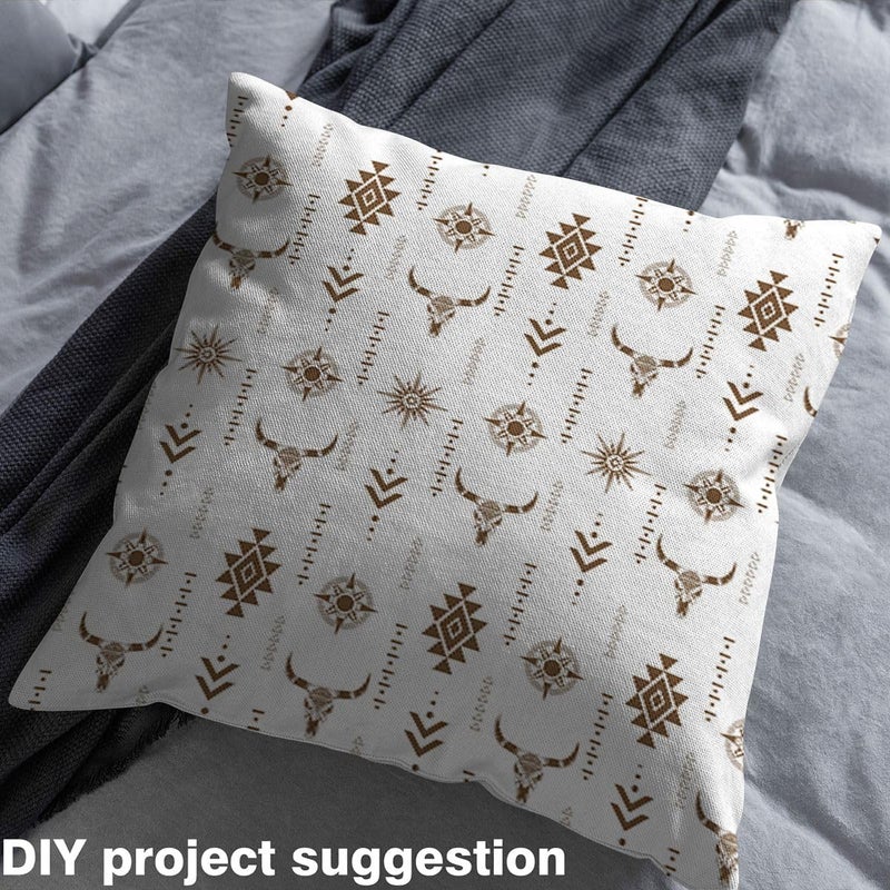 Erosebridal Rustic Bull Skull Fabric By The Yard,Ethnic Western Aztec Upholstery Fabric for Chairs Sofa,Geometric Diamond Decorative Fabrics,White Gold Bohemian Indoor Outdoor Decor,1 Yard - Image 5