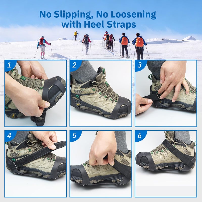 Giggleway Ice Cleats for Shoes and Boots, Upgraded 28 Spikes Traction Cleats - Stainless Steel Shoe Spikes for Snow and Ice, Anti Slip Silicone Ice Grippers for Men/Womenâ€™s Winter Walking, Running - Image 5