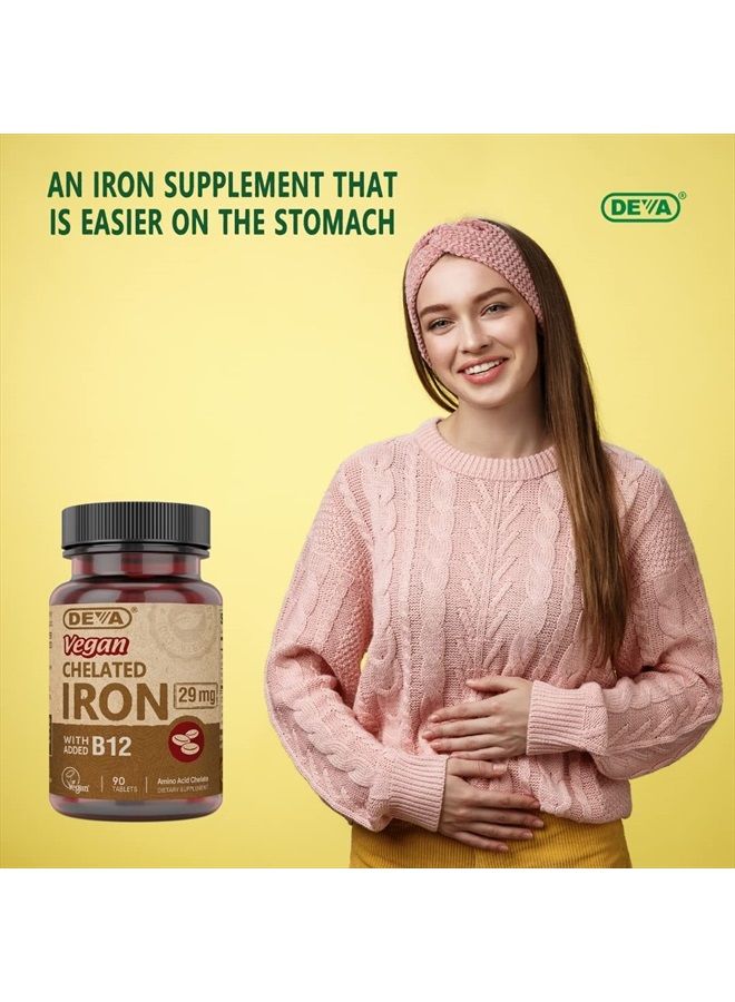 Deva Nutrition Vegan Chelated Iron 29 mg Fortified with B-12 - High Potency, Easy to Swallow - 90 Tablets, 1-Pack - Image 5