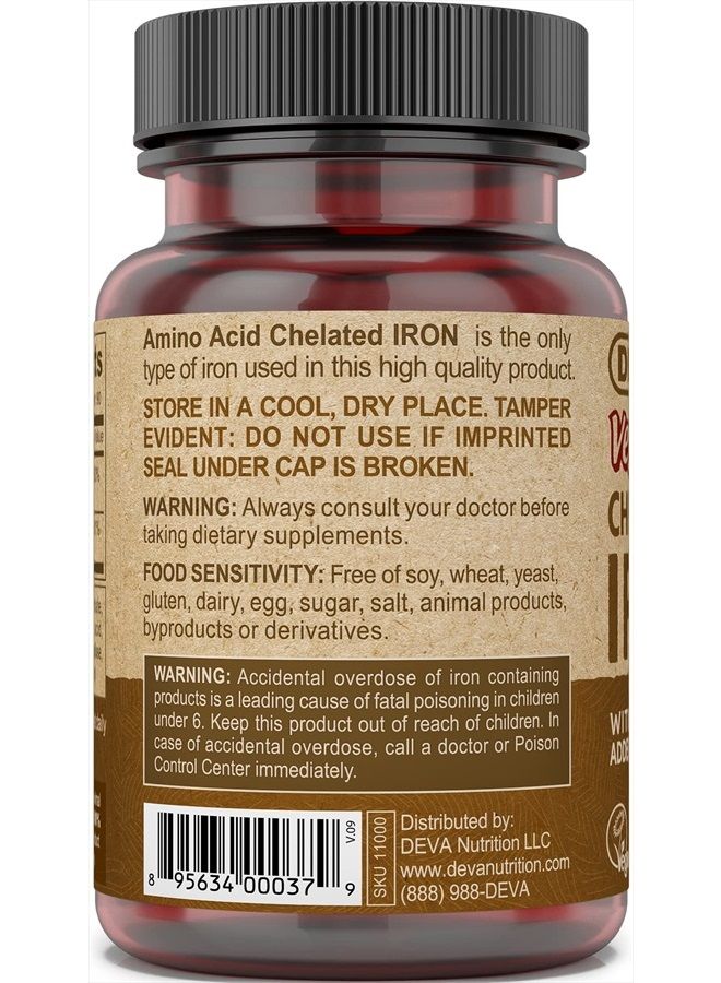 Deva Nutrition Vegan Chelated Iron 29 mg Fortified with B-12 - High Potency, Easy to Swallow - 90 Tablets, 1-Pack - Image 4