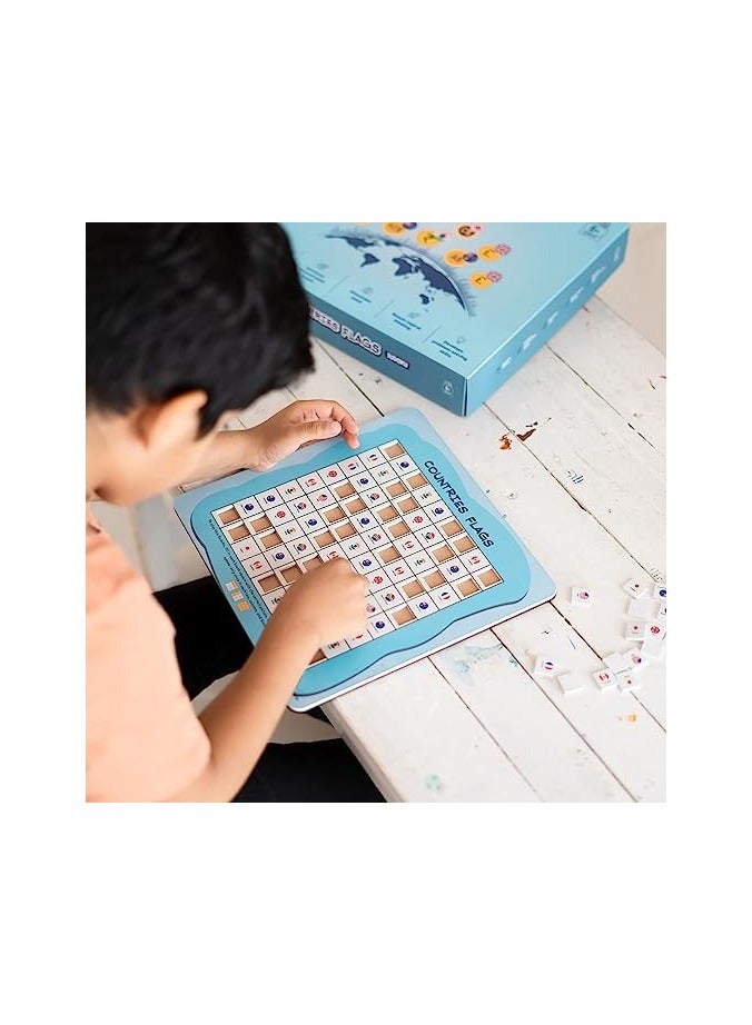 BrainGiggles Wooden Sudoku Game Country Flags Board Games for Kids, Wooden Sudoku Puzzle Board for Kids 6,7,8,9,10 - Image 2