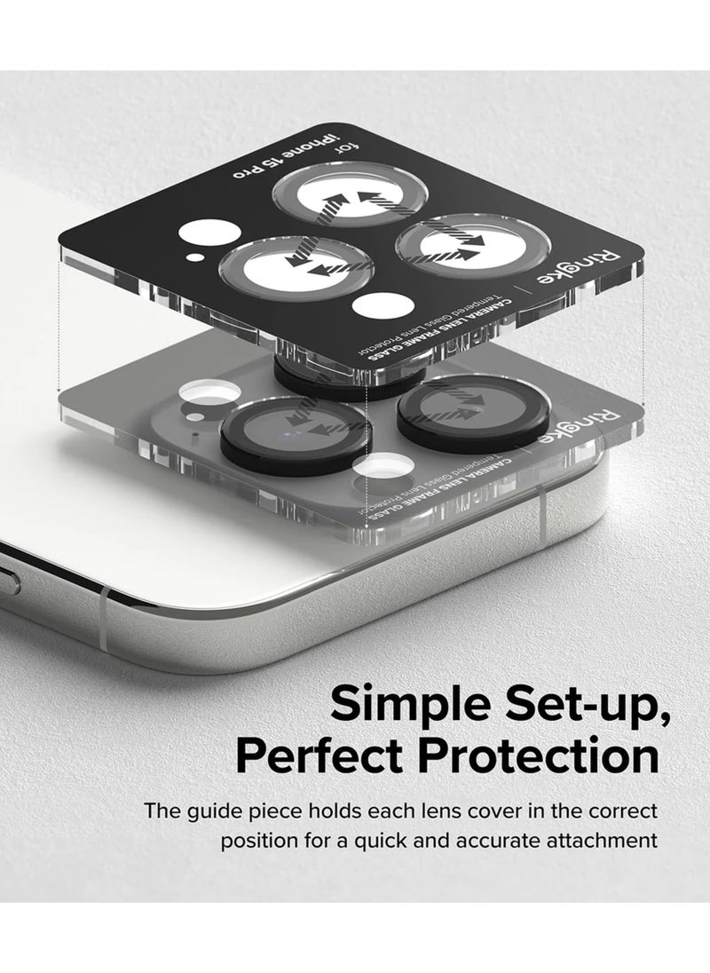 Waldic Camera Lens Ring Glass Protector For Apple iPhone 15 Pro Max - Black  - Image 5