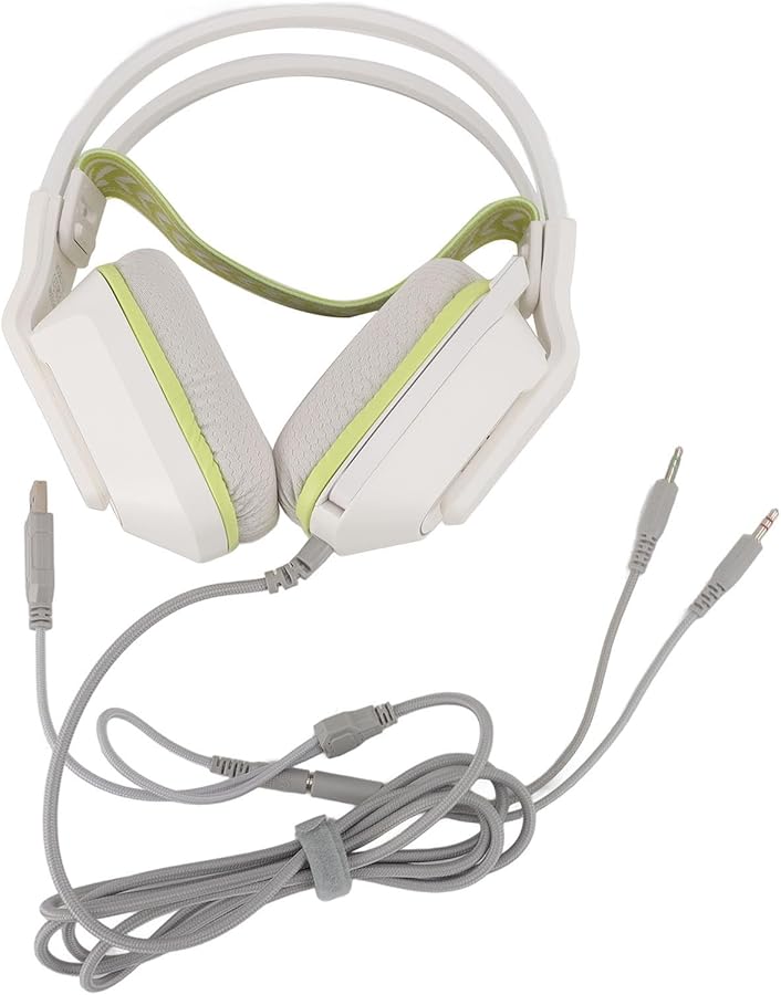 White Gaming Headset With Microphone For PC Laptop Soft Ear Pads Volume Control 3.5mm USB Rotatable - Image 1