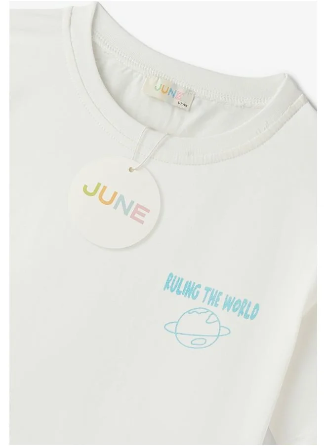 JUNE June Boy Tshirt Short 2-Pack Set Ecru - Peach