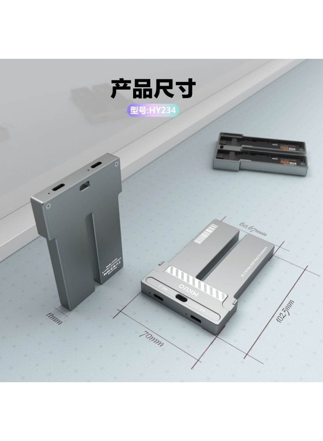 HY234 Dual M.2 NVMe & SATA SSD Enclosure, 10Gbps High-Speed Dual-Bay External Hard Drive Case, Supports 2230/2242/2260/2280 up to 4TB with Accessories Kit - Image 5