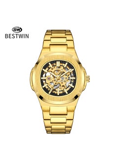 Generic Mens Hollow Automatic Mechanical Watch Waterproof Gold Black 
