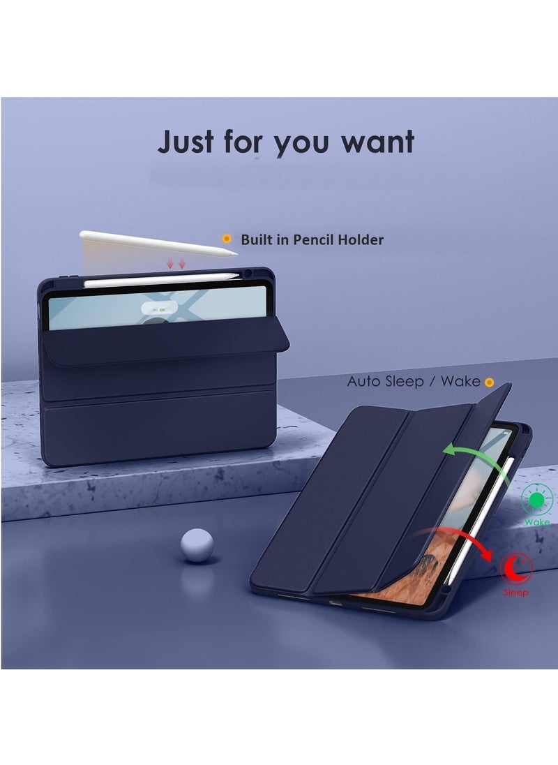 Case Smart Flip Case Cover For Xiaomi Mi Pad 6 11 Inch Tablet, Transparent Back With Pen Holder Blue  - Image 4
