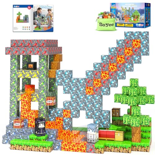 Soyee Magnetic Blocks Build Mine Magnet World Forest Mine Set Magnet Building Blocks Kids Toys for 3 Year Old Boys Girls 1 Magnetic Cubes STEM Sensory Building Toys Kids Game Xmas Gifts - Image 1