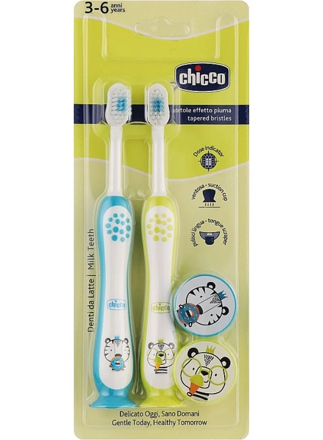شيكو Chicco Combo Toothbrushes Tiger & Panda 3-6y - Assorted