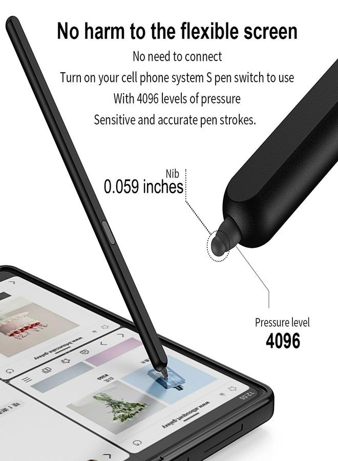 SHIEID قلم SHIEID Galaxy Z Fold 6 Fold Edition، قلم استبدال نحيف بتقنية مضادة لللمس الخاطئ، متوافق مع Samsung Galaxy Z Fold 6/Z Fold 5/Fold 4/Fold 3 + نصائح/رؤوس، أسود - Image 5
