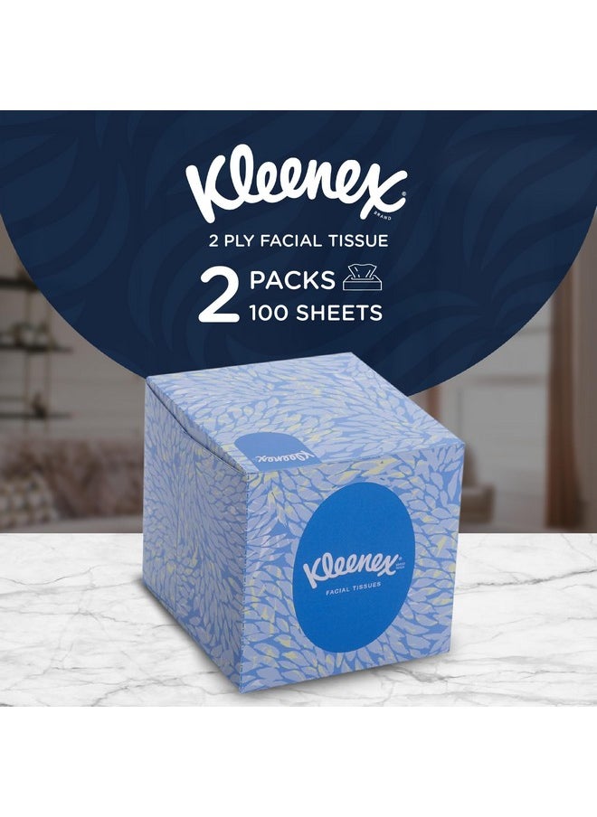Kleenex - 60039 2 Ply Facial Tissue Cube Box, 50 Pulls, Pack Of 2 (Total 100 Sheets) - Image 1