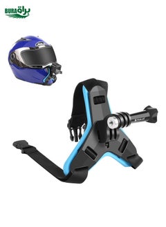 BURAQ PULUZ Motorcycle Helmet Chin Strap Mount for GoPro, DJI Osmo Action and Other Action Cameras(Blue)  - Image 1