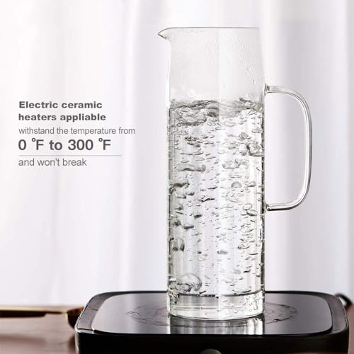 Ash  Roh Ash & Roh Stylish Borosilicate Glass Jug with Handle and Lid, Heat Resistant Glass Pitcher for Iced Tea, Lemon Water, and Juice (1600ml) - Image 4