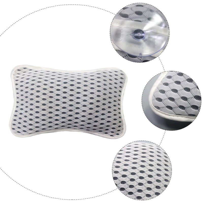 Non Slip Bathtub Headrest Cushion 3D Mesh Bath Pillow for Neck and Back Support White Polyester - Image 4
