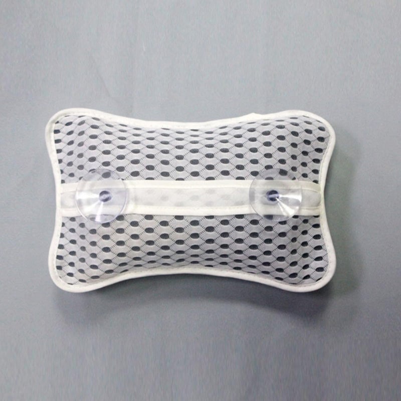 Non Slip Bathtub Headrest Cushion 3D Mesh Bath Pillow for Neck and Back Support White Polyester - Image 5
