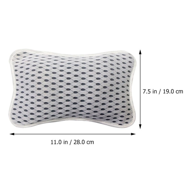 Non Slip Bathtub Headrest Cushion 3D Mesh Bath Pillow for Neck and Back Support White Polyester - Image 3
