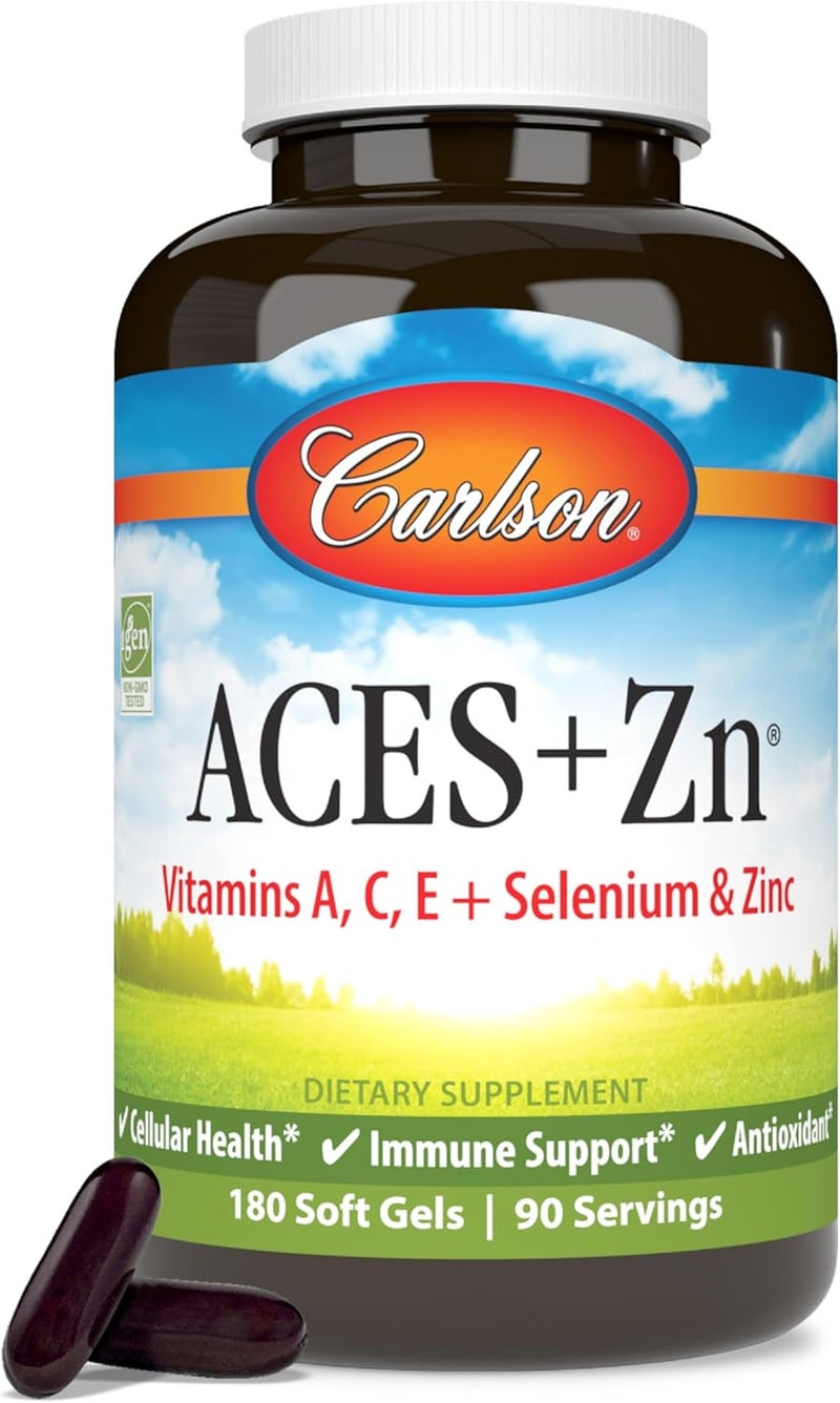 Carlson  ACES  Zn Vitamins A C E  Selenium  Zinc Cellular Health  Immune Support Antioxidant 180 Softgels - Image 1