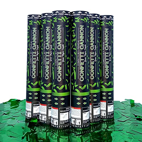 Confetti Sky [6 Pack] 12 Inch Confetti Cannons | Green Confetti Poppers for Wedding Celebration, Birthday Party, Pranks, Graduation, Christmas Eve and New Year Celebration - Image 1