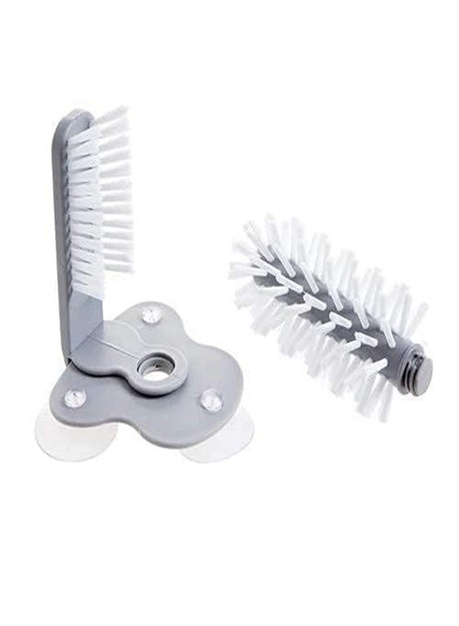 GLOWICK Self Stand Glass Washer Brush Scrubber Double Sided Bristle Brush with Suction Base Bottle Cleaner Brush (1Pcs) - Image 3