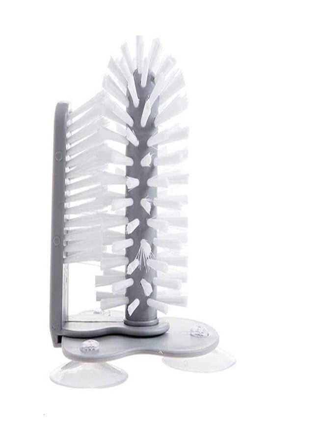 GLOWICK Self Stand Glass Washer Brush Scrubber Double Sided Bristle Brush with Suction Base Bottle Cleaner Brush (1Pcs) - Image 1