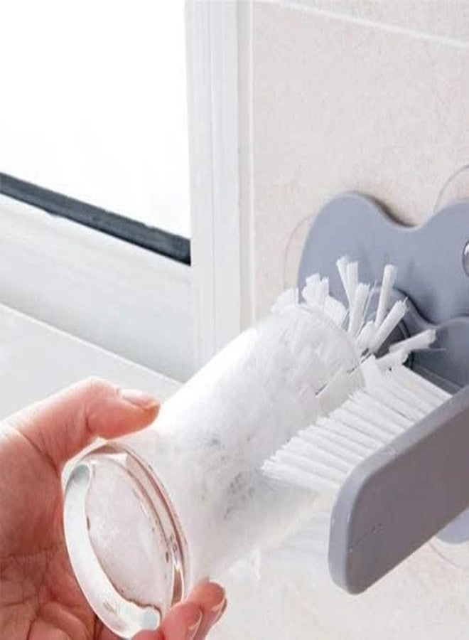 GLOWICK Self Stand Glass Washer Brush Scrubber Double Sided Bristle Brush with Suction Base Bottle Cleaner Brush (1Pcs) - Image 5