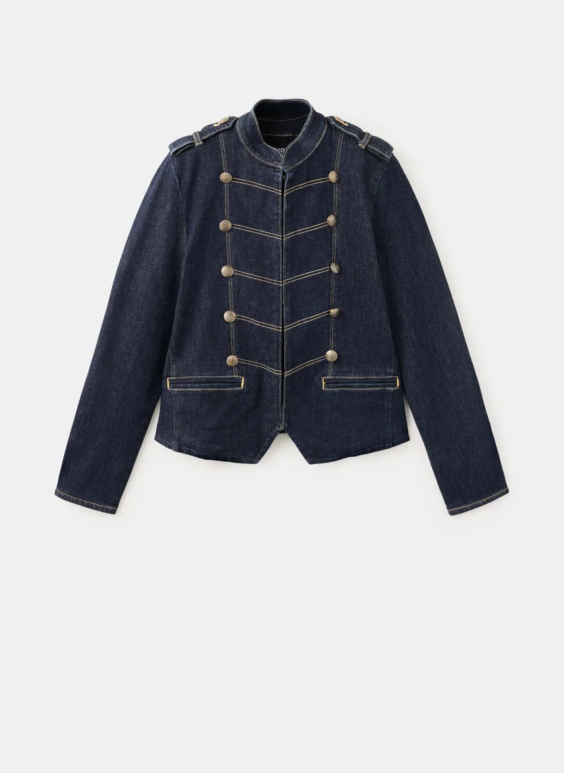 Mango TS-TEJANO SOFT Denim Jacket With Decorative Frog Fastenings for Women | Best Price UAE
