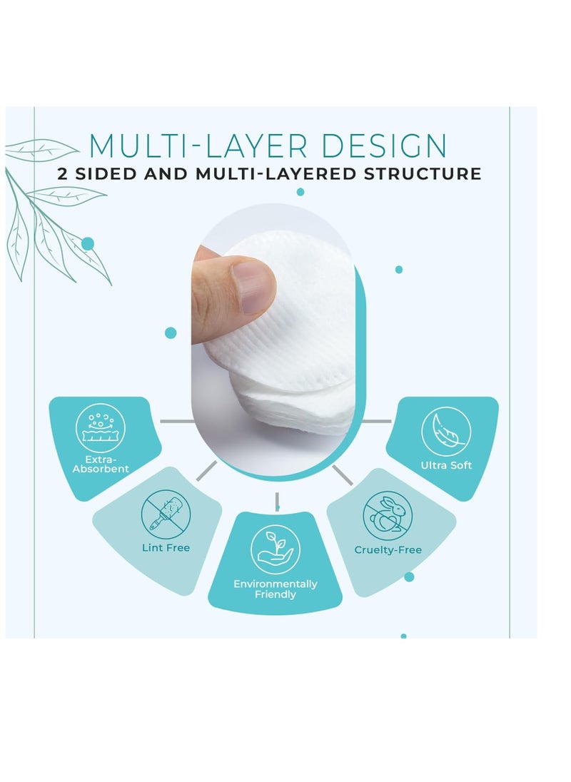 R-NEU R-Neu Premium [Turkish] Cotton Rounds, 400 Count, Stitched, Waffle Textured, 100% Pure & Natural Cotton Pads for Face, Hypoallergenic Makeup Remover (4 Pack of 100)  - Image 2