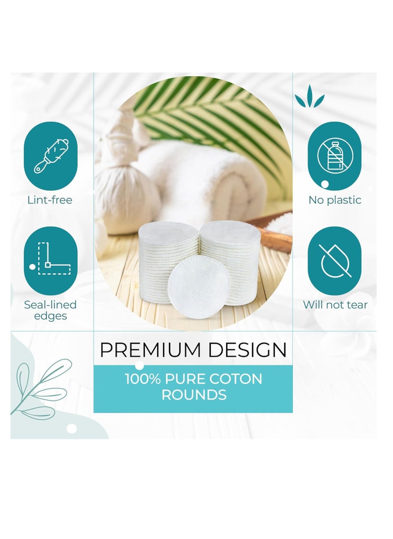 R-NEU R-Neu Premium [Turkish] Cotton Rounds, 400 Count, Stitched, Waffle Textured, 100% Pure & Natural Cotton Pads for Face, Hypoallergenic Makeup Remover (4 Pack of 100)  - Image 3