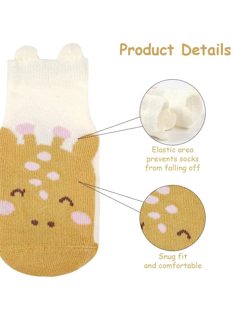 KASTWAVE Toddler Boys Girls Non Slip Socks, 5 Pairs Soft Cotton Socks For Toddlers kids Boys Girls, Baby Socks Set Socks Gift (M) 5-12 Months - Image 3