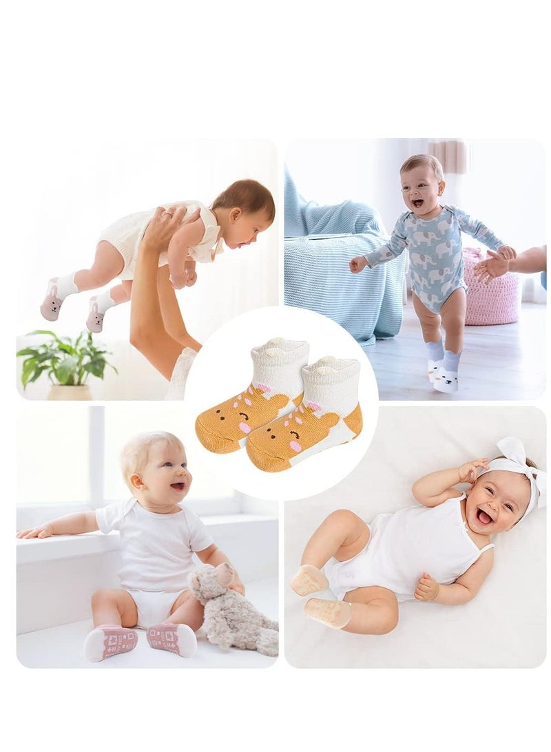 KASTWAVE Toddler Boys Girls Non Slip Socks, 5 Pairs Soft Cotton Socks For Toddlers kids Boys Girls, Baby Socks Set Socks Gift (M) 5-12 Months - Image 5