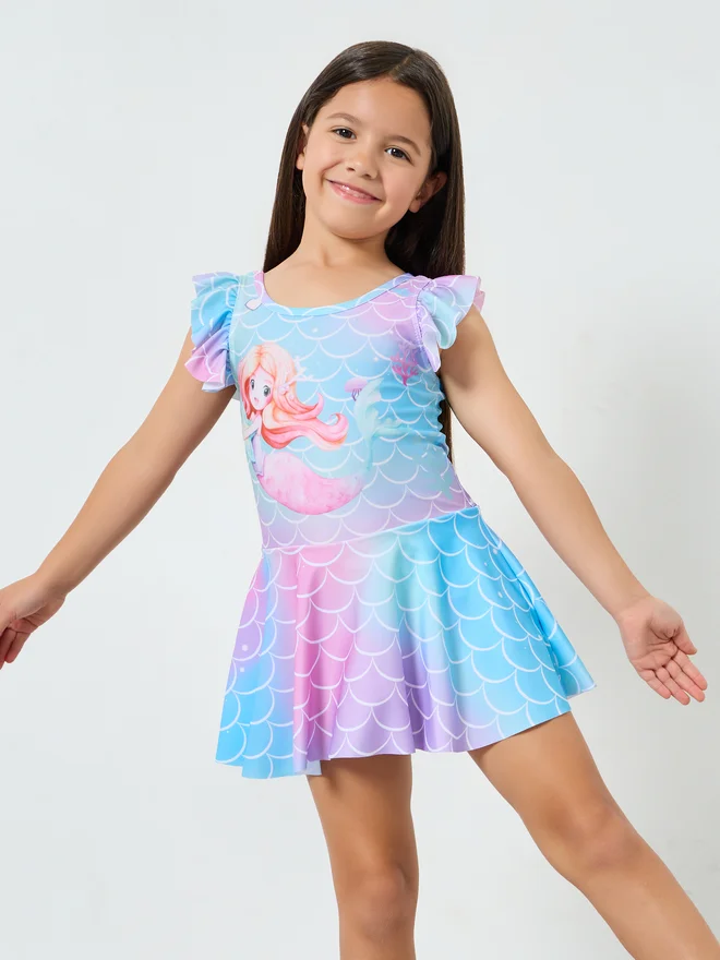 Styli Styli Girls Mermaid Print Swimsuit
